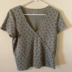 American Eagle Large Floral V-Neck Top